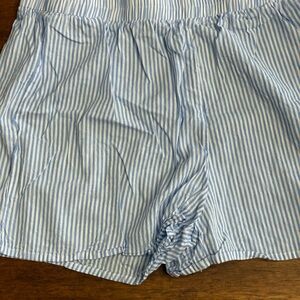 Light Blue & White Striped Cotton Shorts
